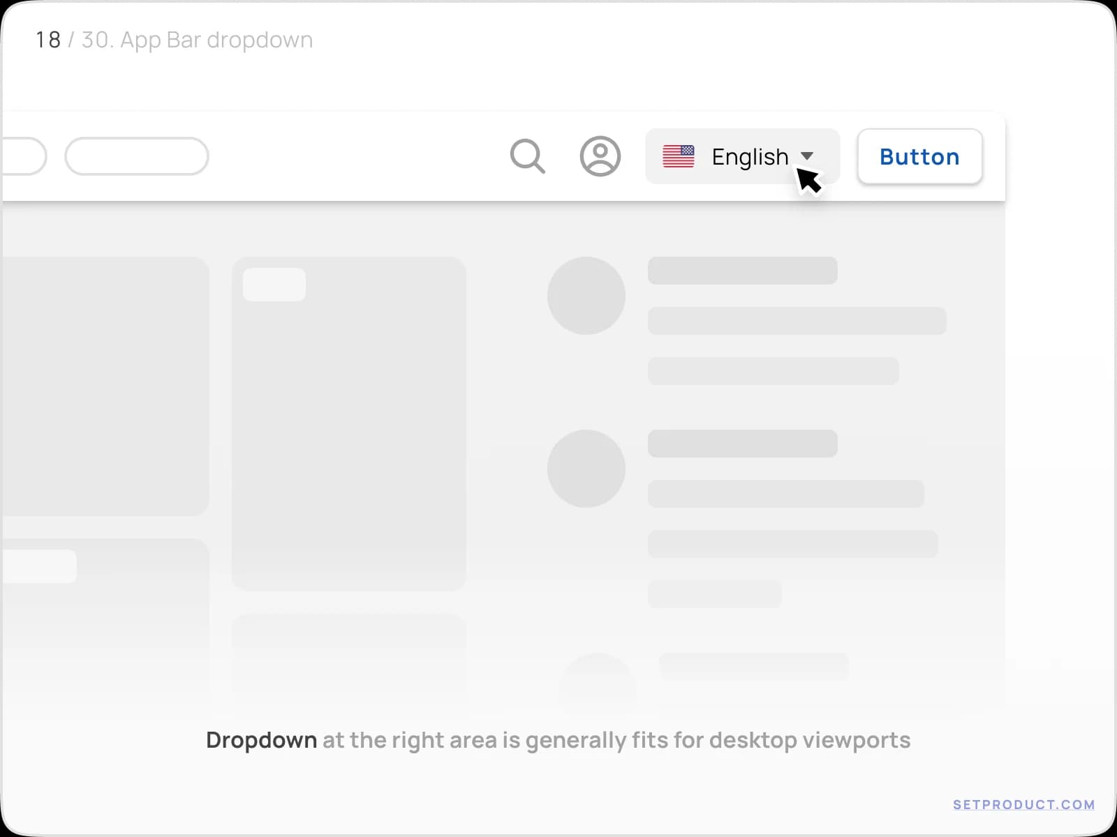 Application Bar UI design dropdown