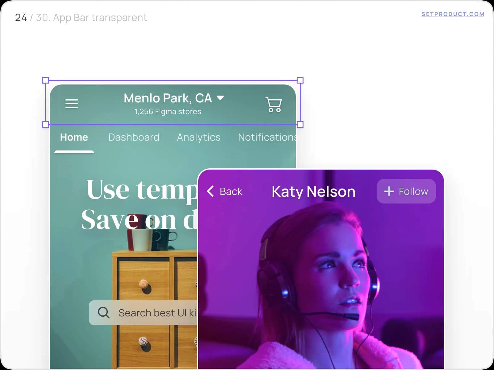 Application Bar UI design template