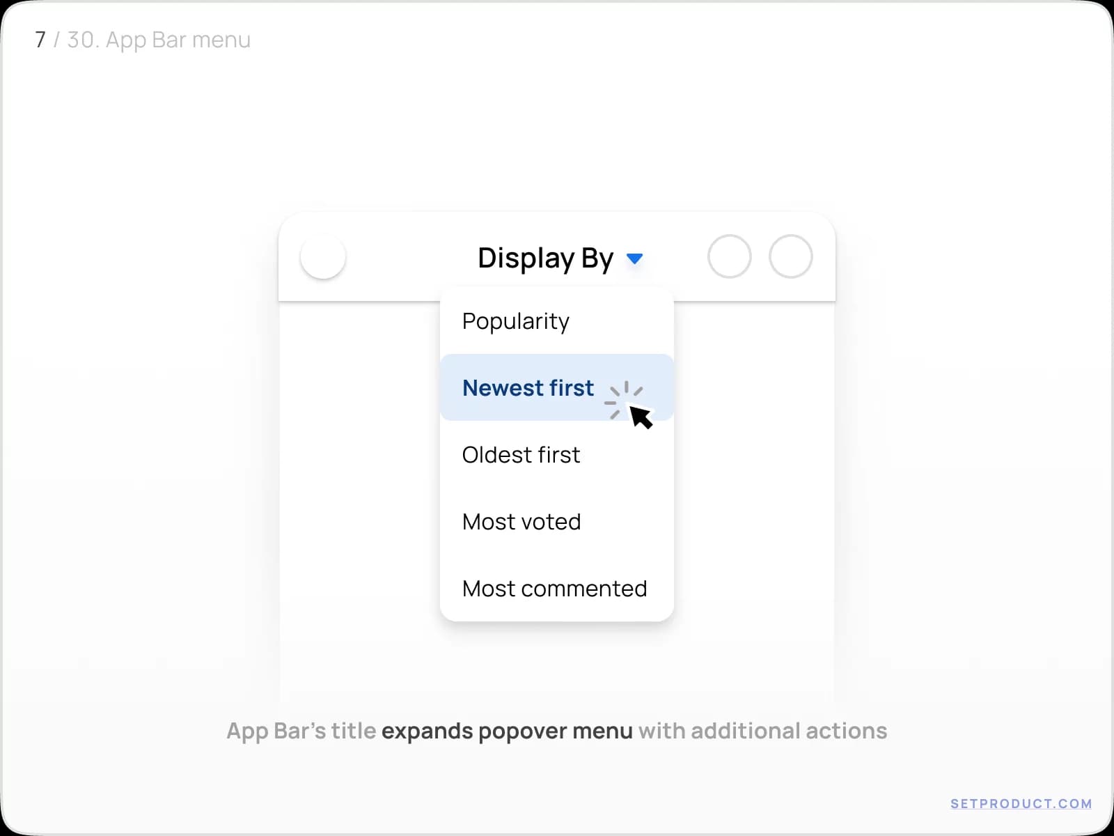 Application Bar UI design menu