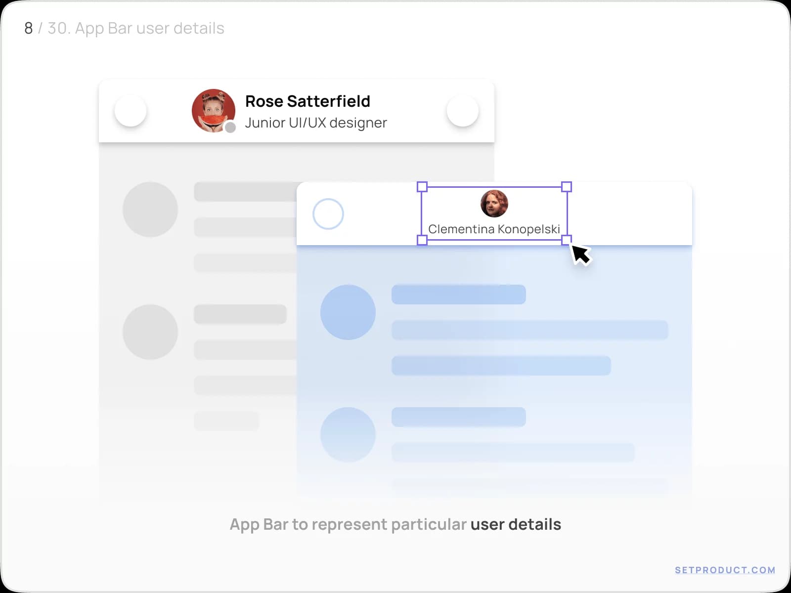 Application Bar UI design avatar