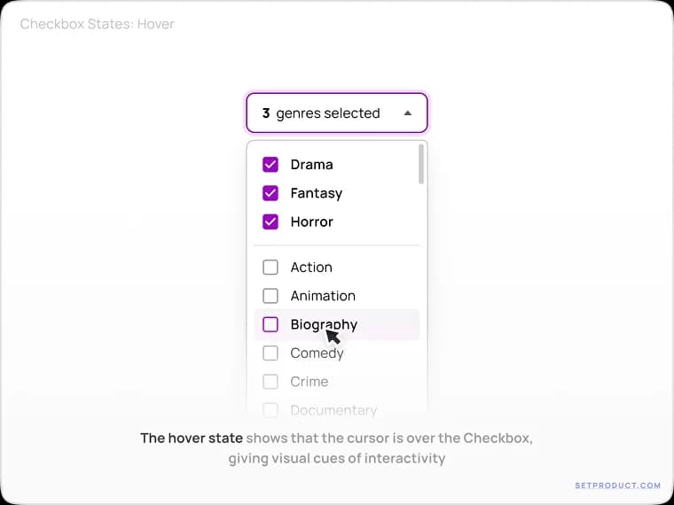 Checkboxes UX UI design tips – Hover state