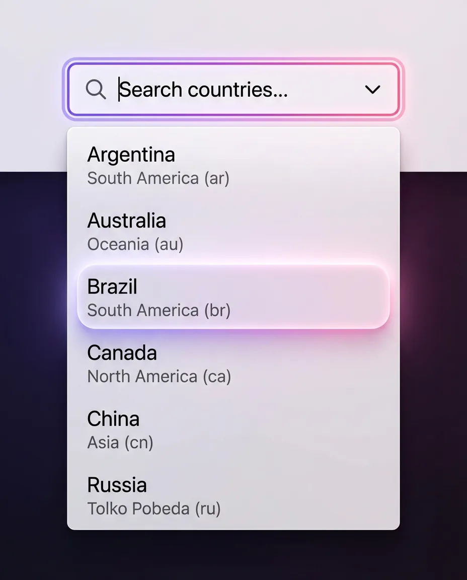 Combobox. Highlighted option through tinted shadow instead of loud fill