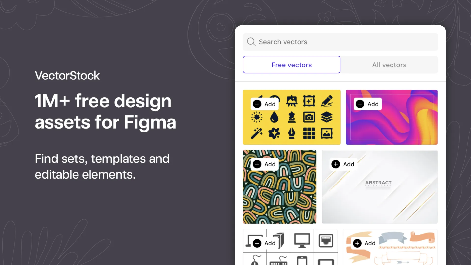 Vector artwork panel open inside a Figma canvas beside a layout in progress