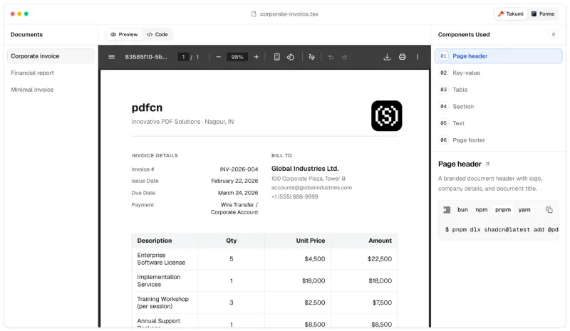 pdfcn — PDF viewer component for React