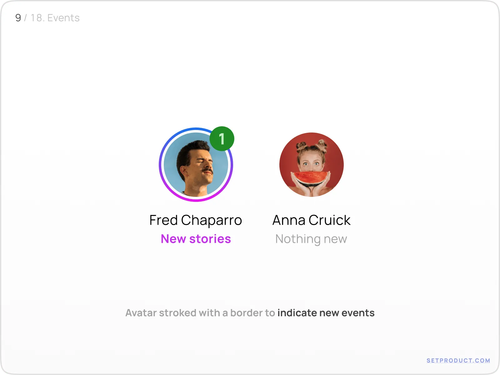 Userpic with event indicator: colored border for stories or highlights