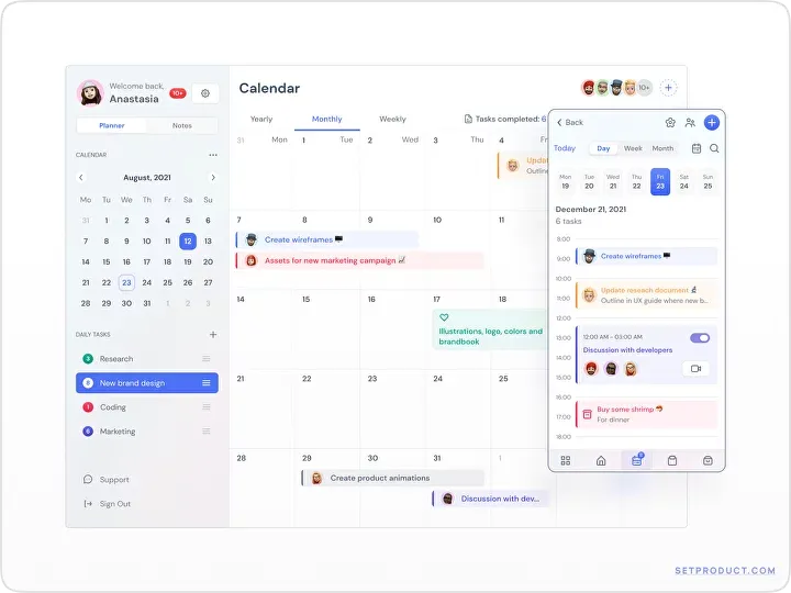 Calendar & date picker UI design inspiration mobile desktop