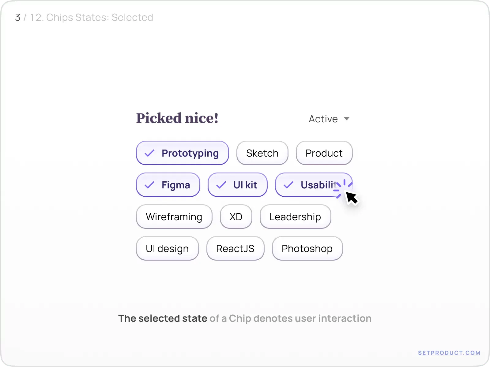 Chips UI UX design tutorial – Selected State