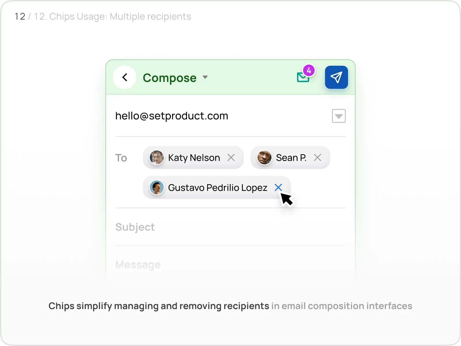 Chips UI UX design tutorial – Multiple Recipients