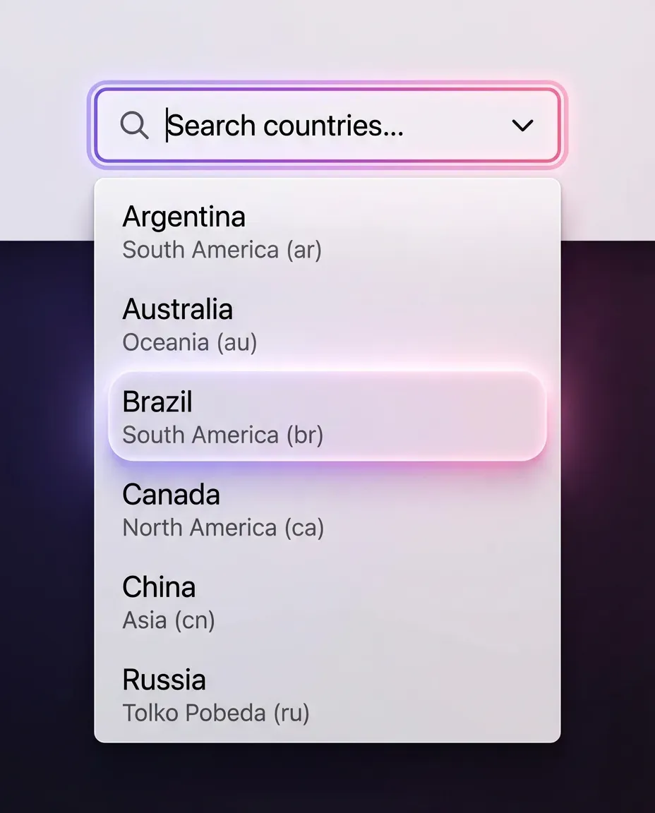 Combobox. Highlighted option through tinted shadow instead of loud fill