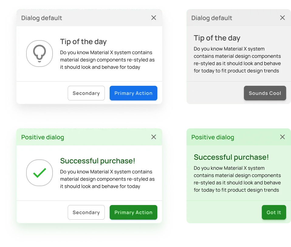 Notifications UI UX design – Dialog and Modal windows
