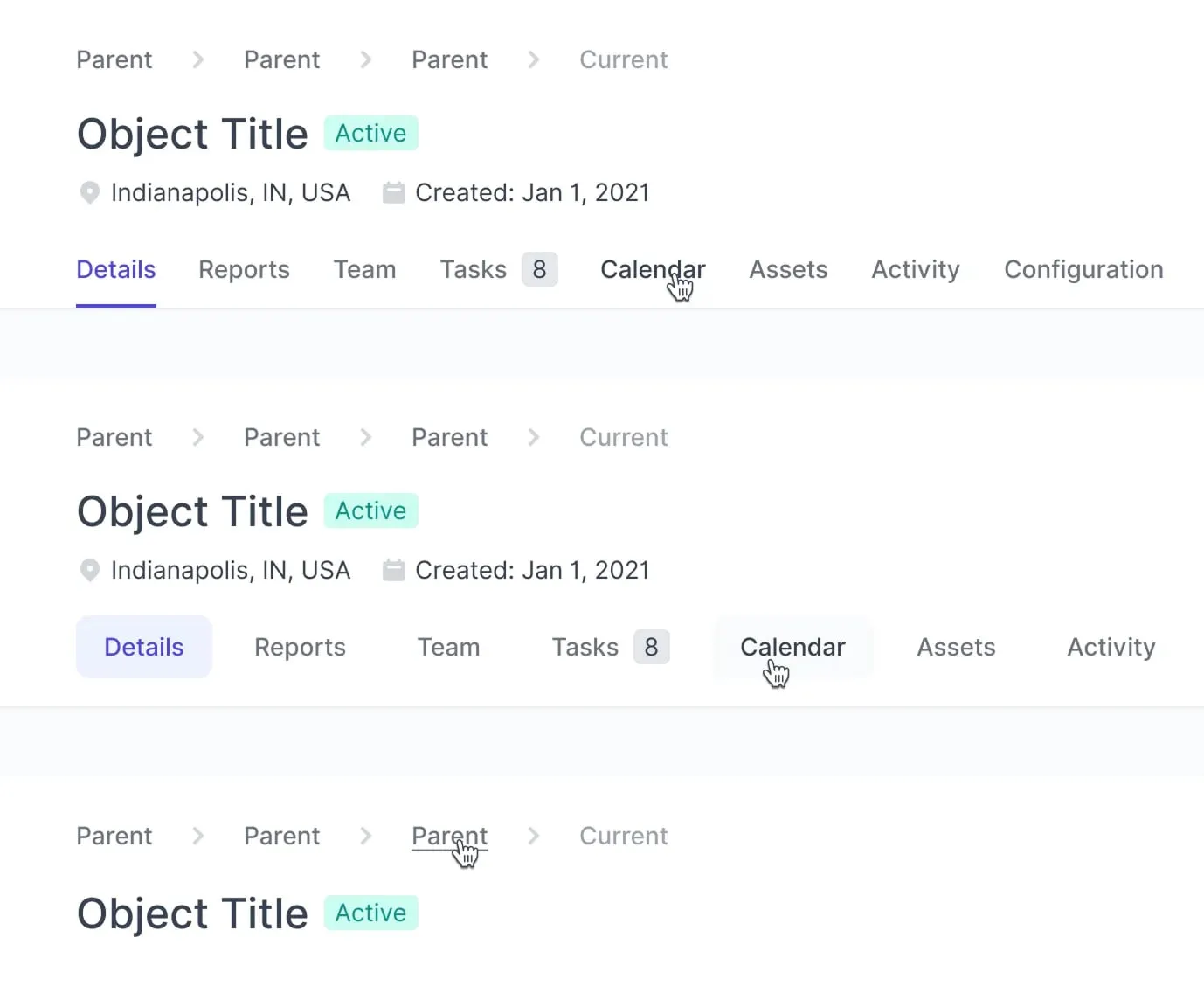 Borderless tabs UI design theme by Jon Moore