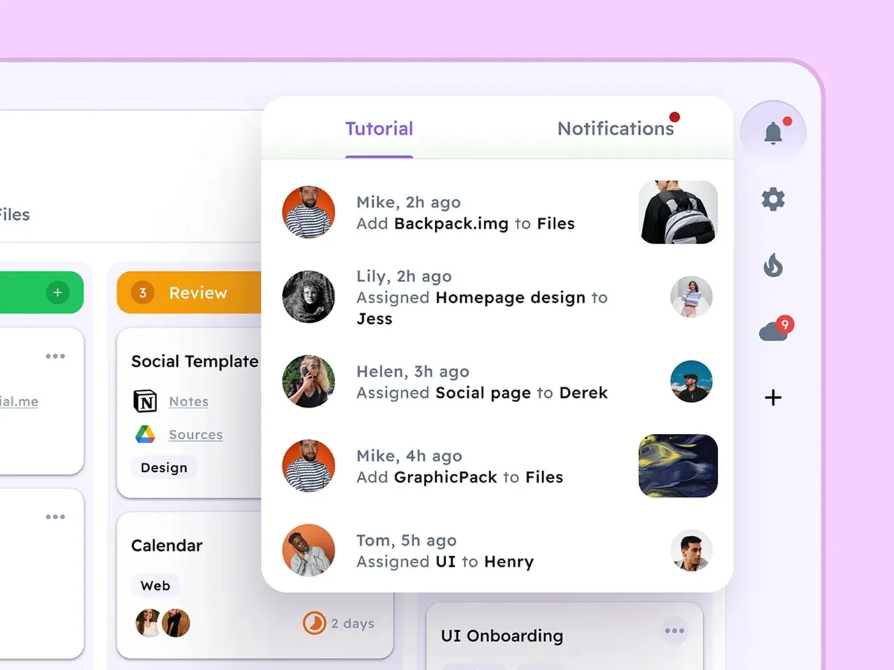 Example of how smart badges could be applied with Tabs. Learn more in Notifications tutorial