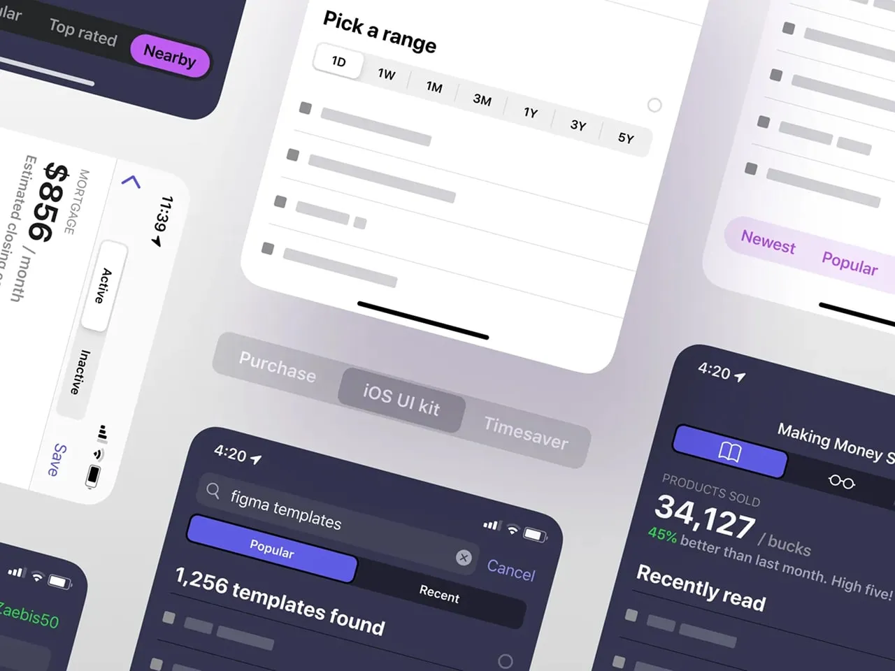 iOS segmented controls variations included in Figma iOS UI kit