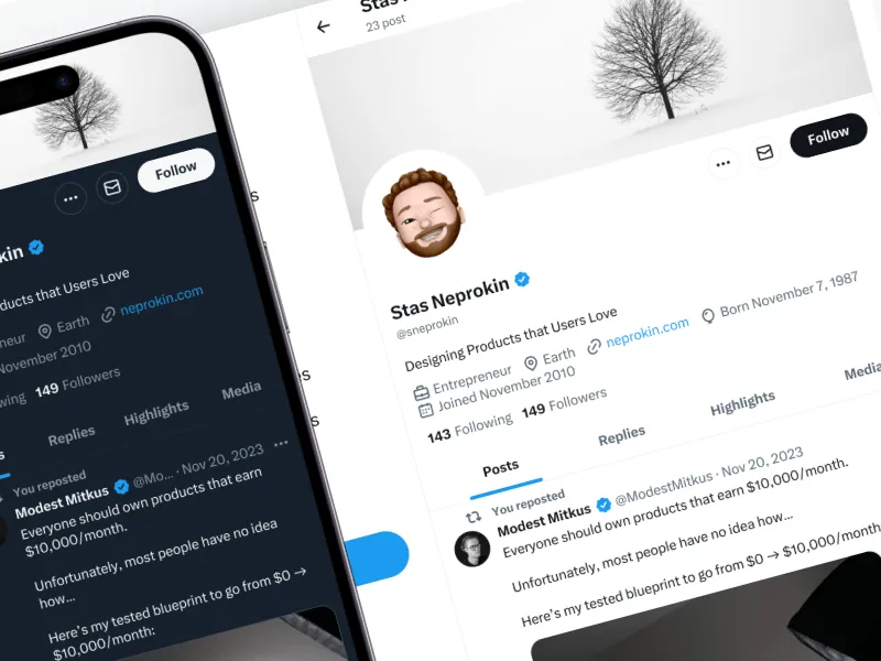 X/Twitter profile template for Figma