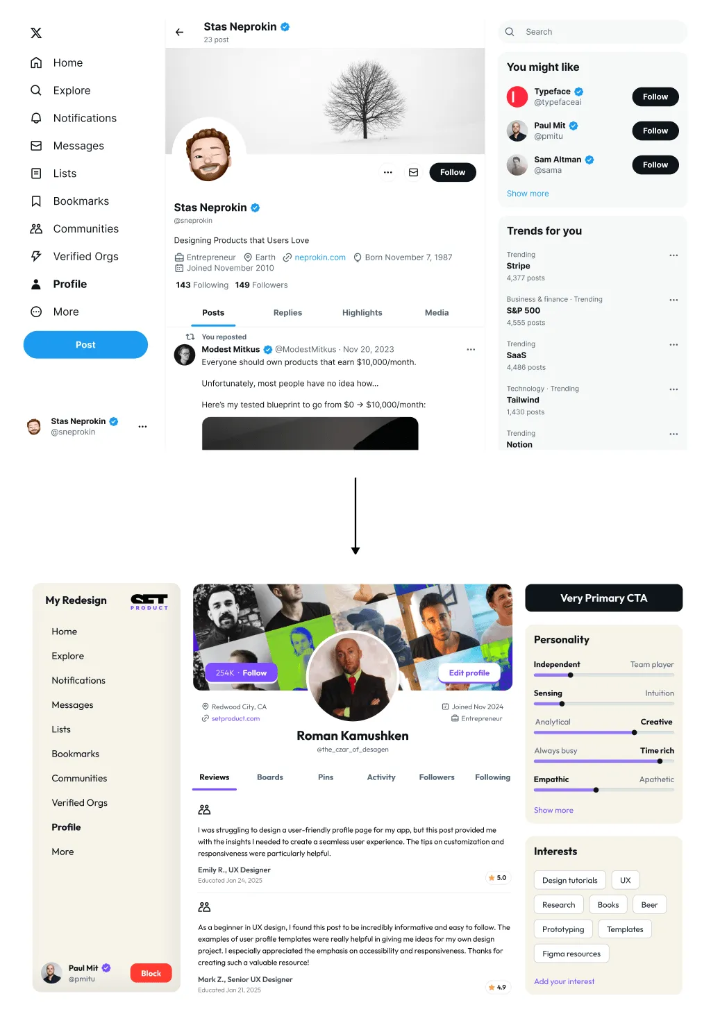 How to redesign a profile template