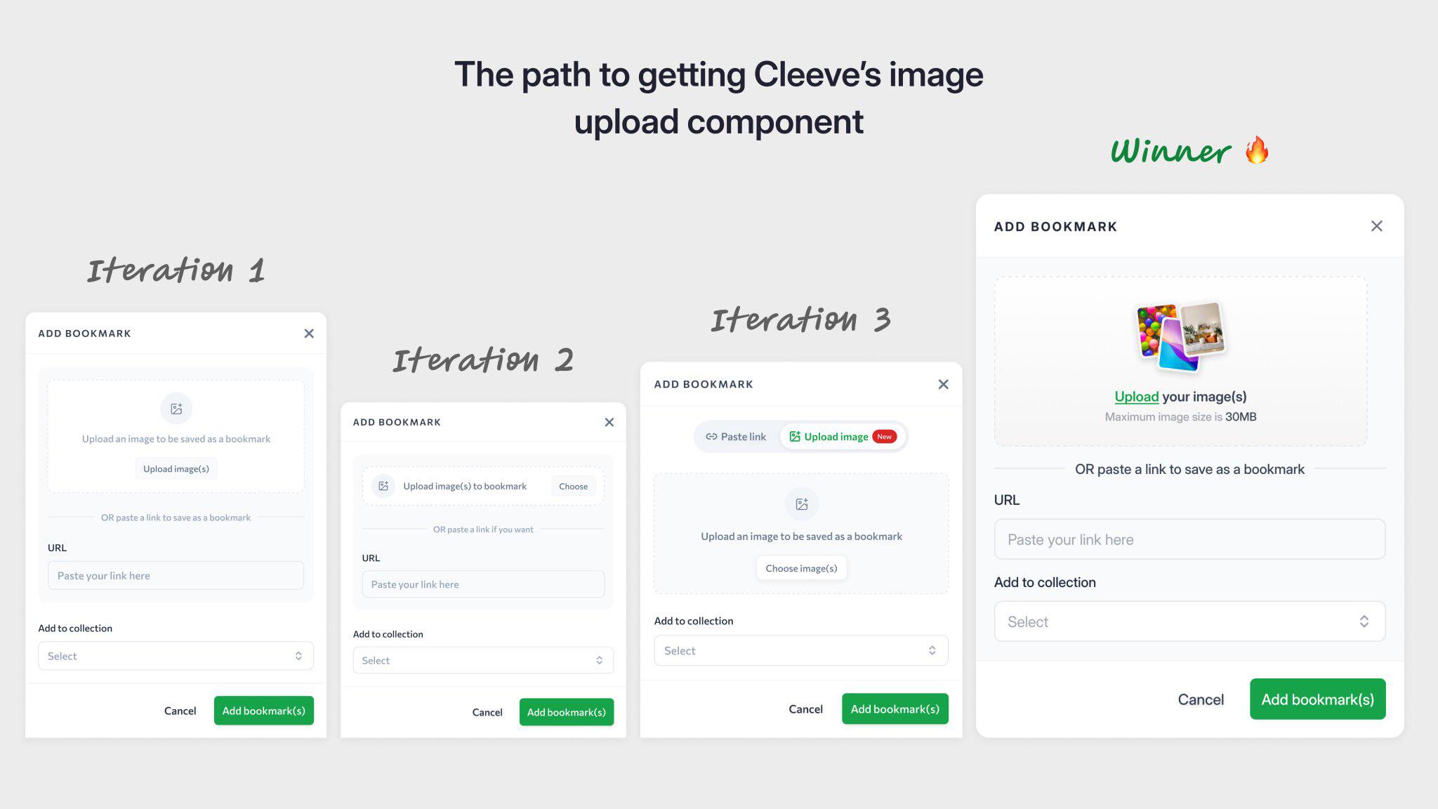 Case study: Design iterations for Cleeve's image upload component