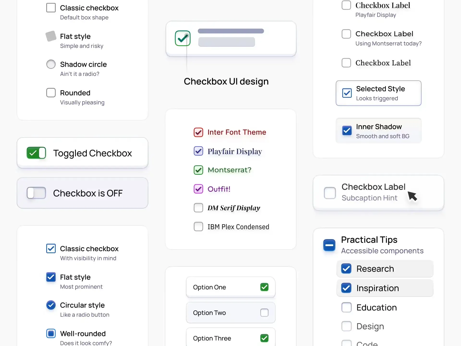 Checkbox UI design exploration: Anatomy, states, and use cases
