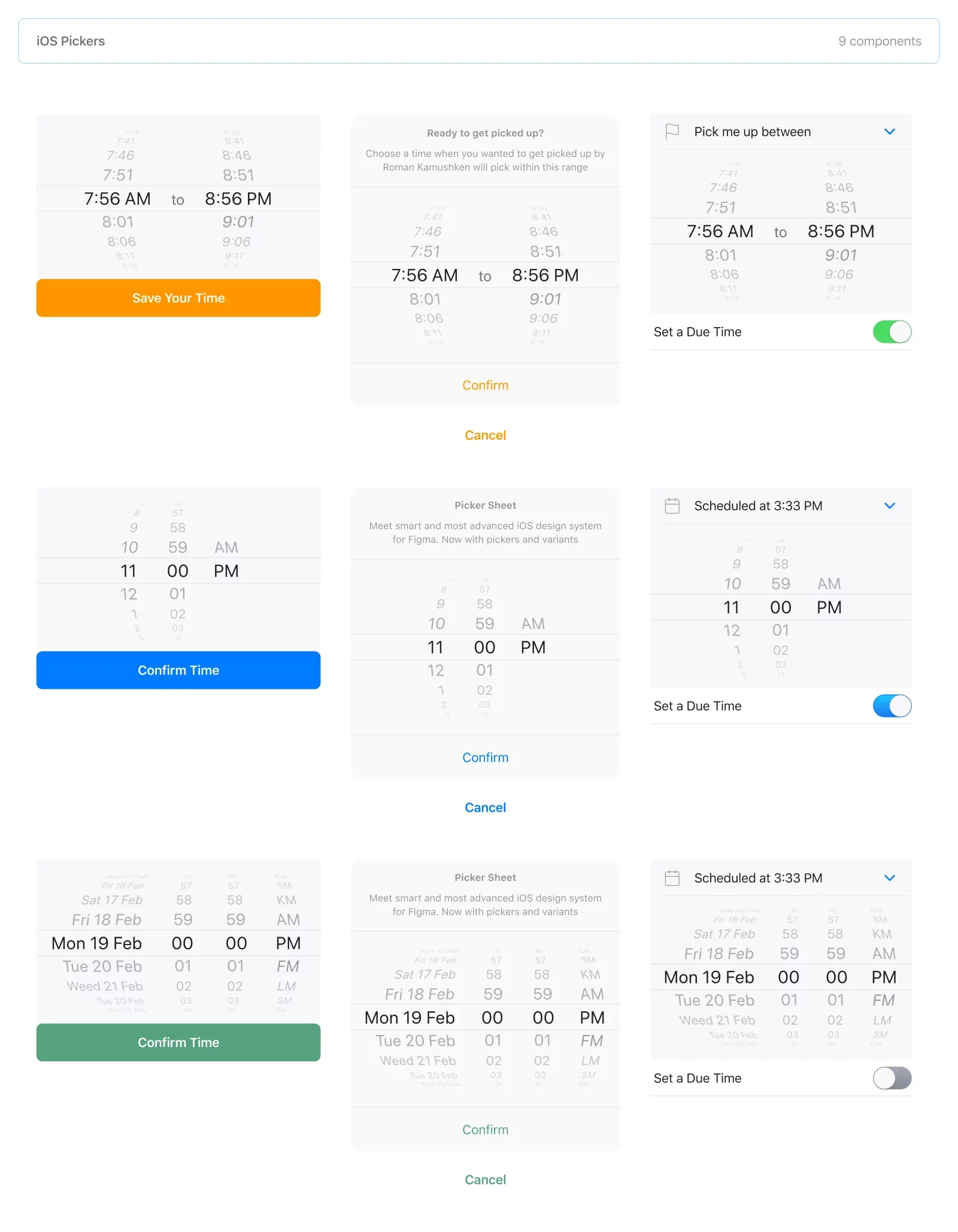 iOS Datepickers — Figma freebie