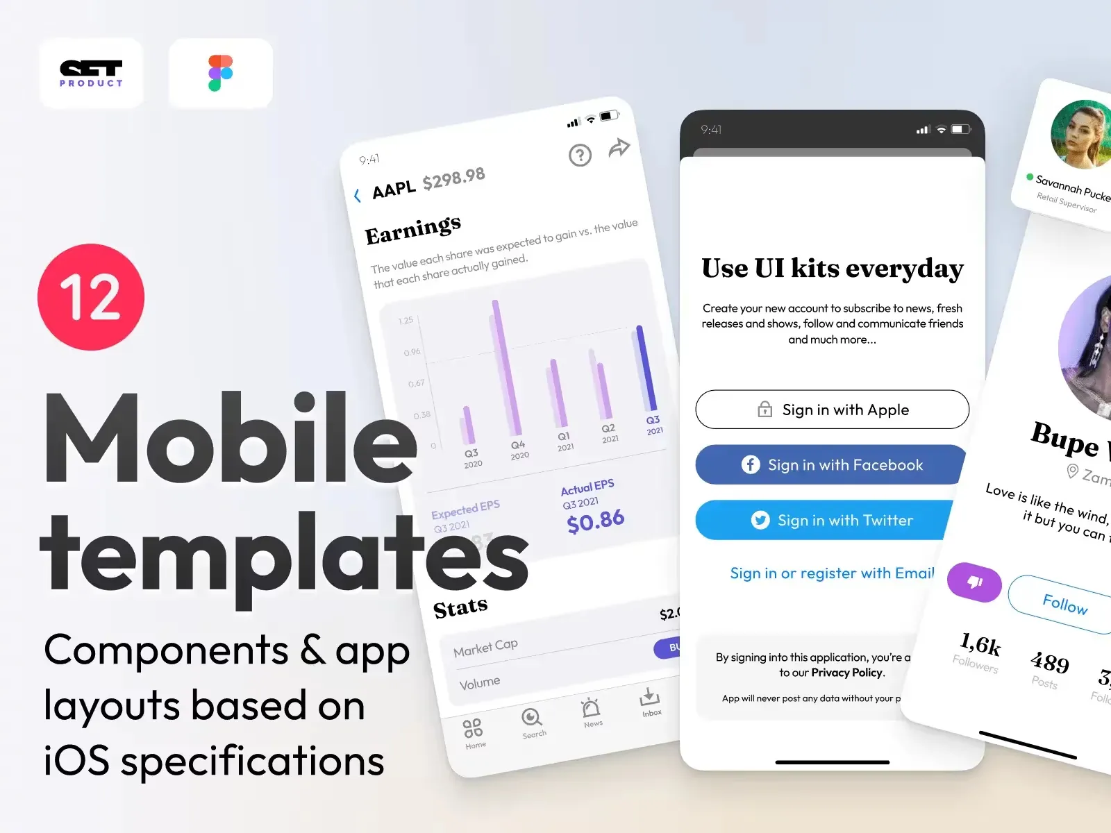 12 free mobile templates — Figma freebie