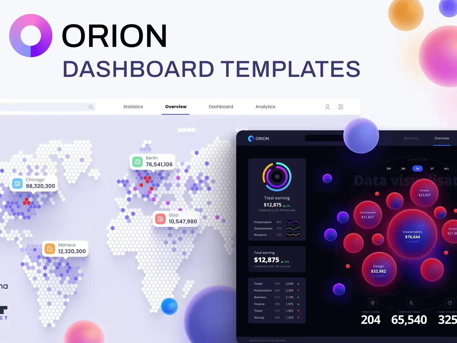 Orion dataviz templates — Figma freebie