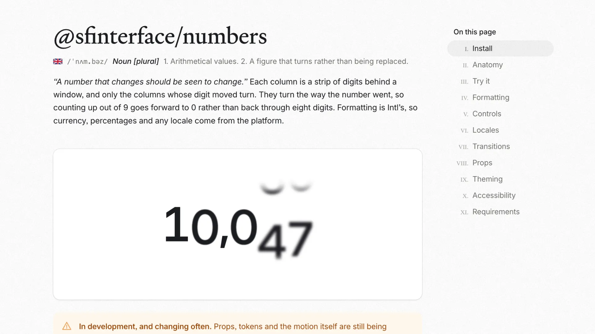 @sfinterface/numbers — rolling numbers for React — code freebie