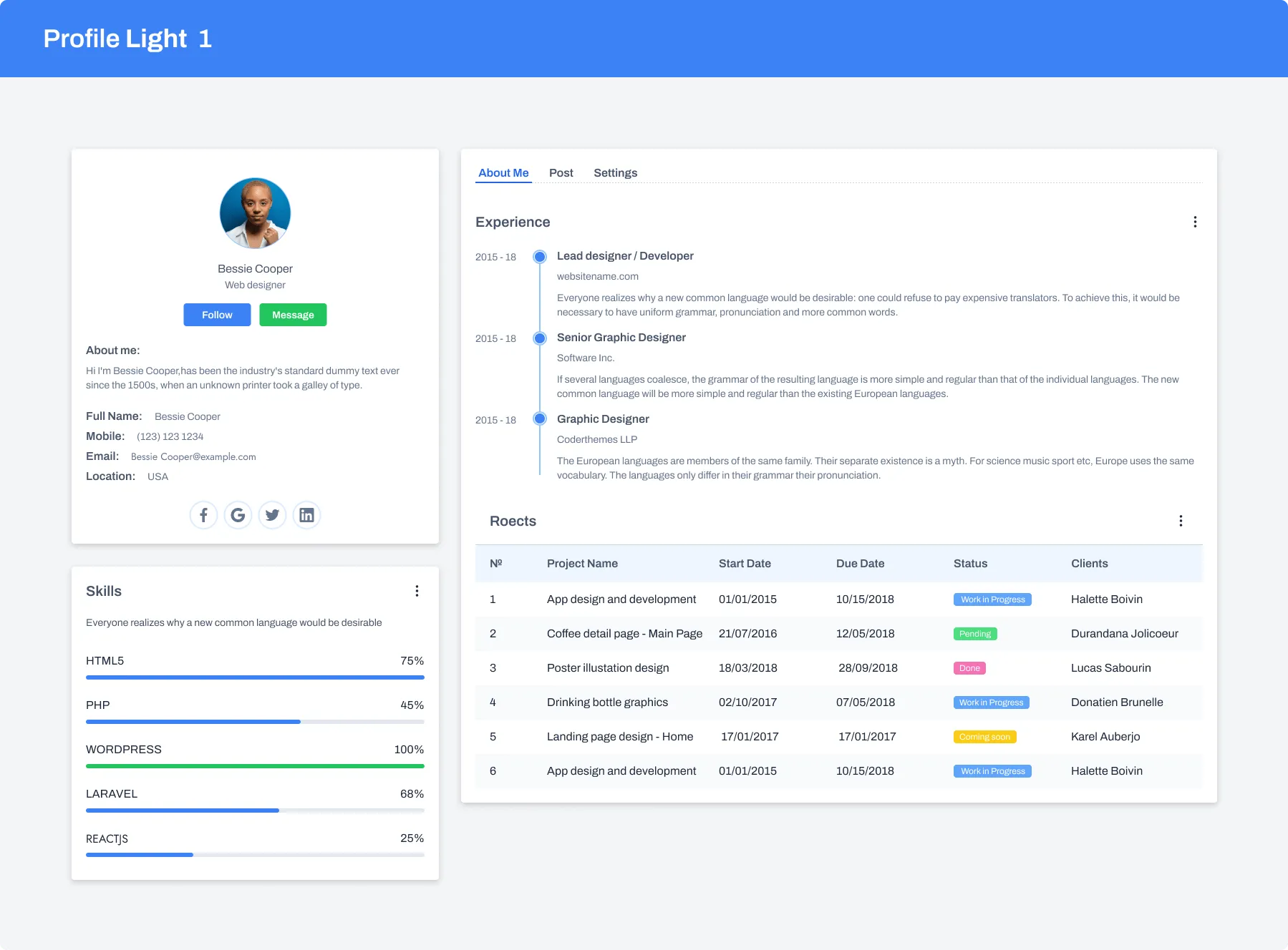 Profile Widgets