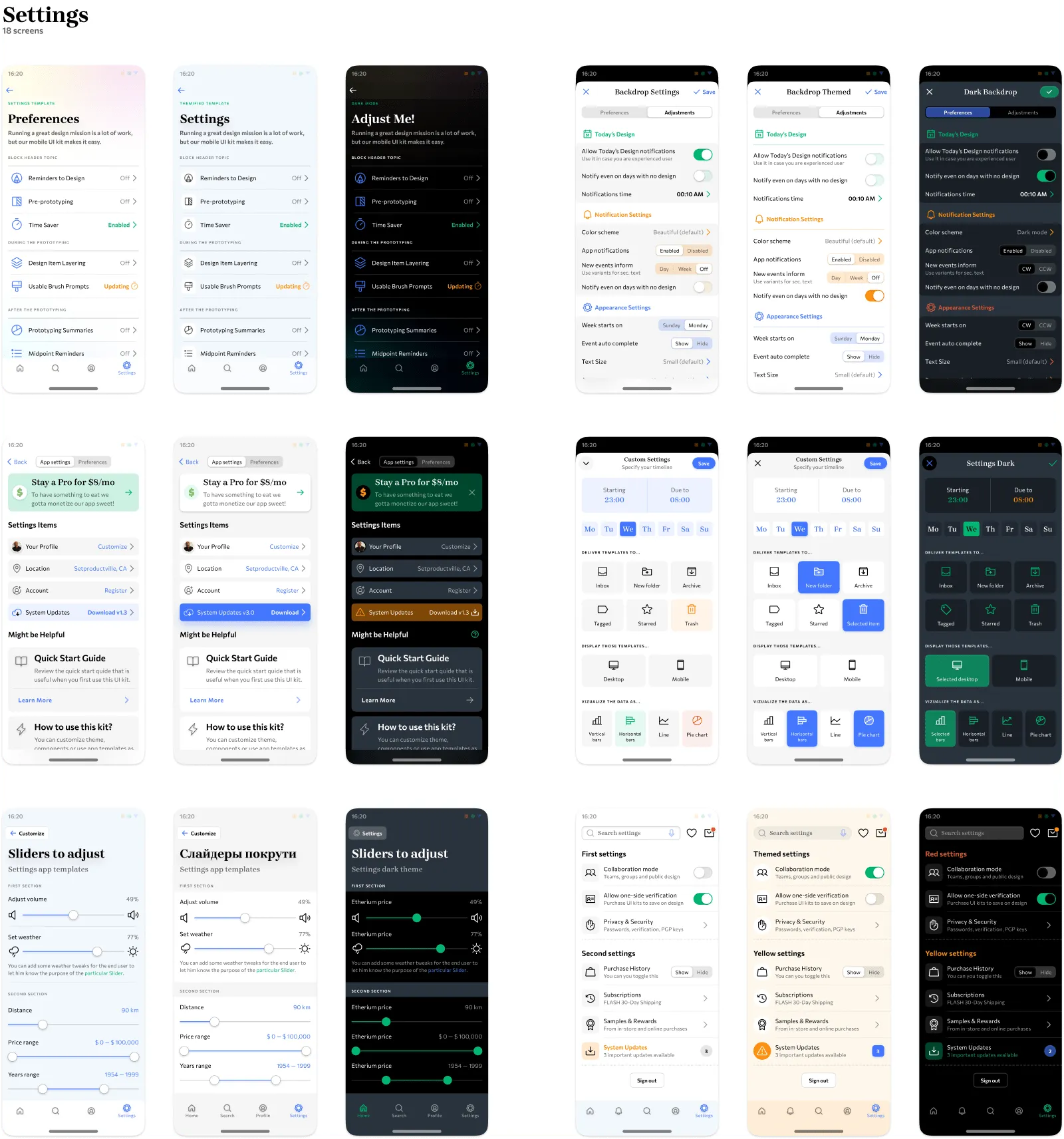 Settings (Slider, Switch)
