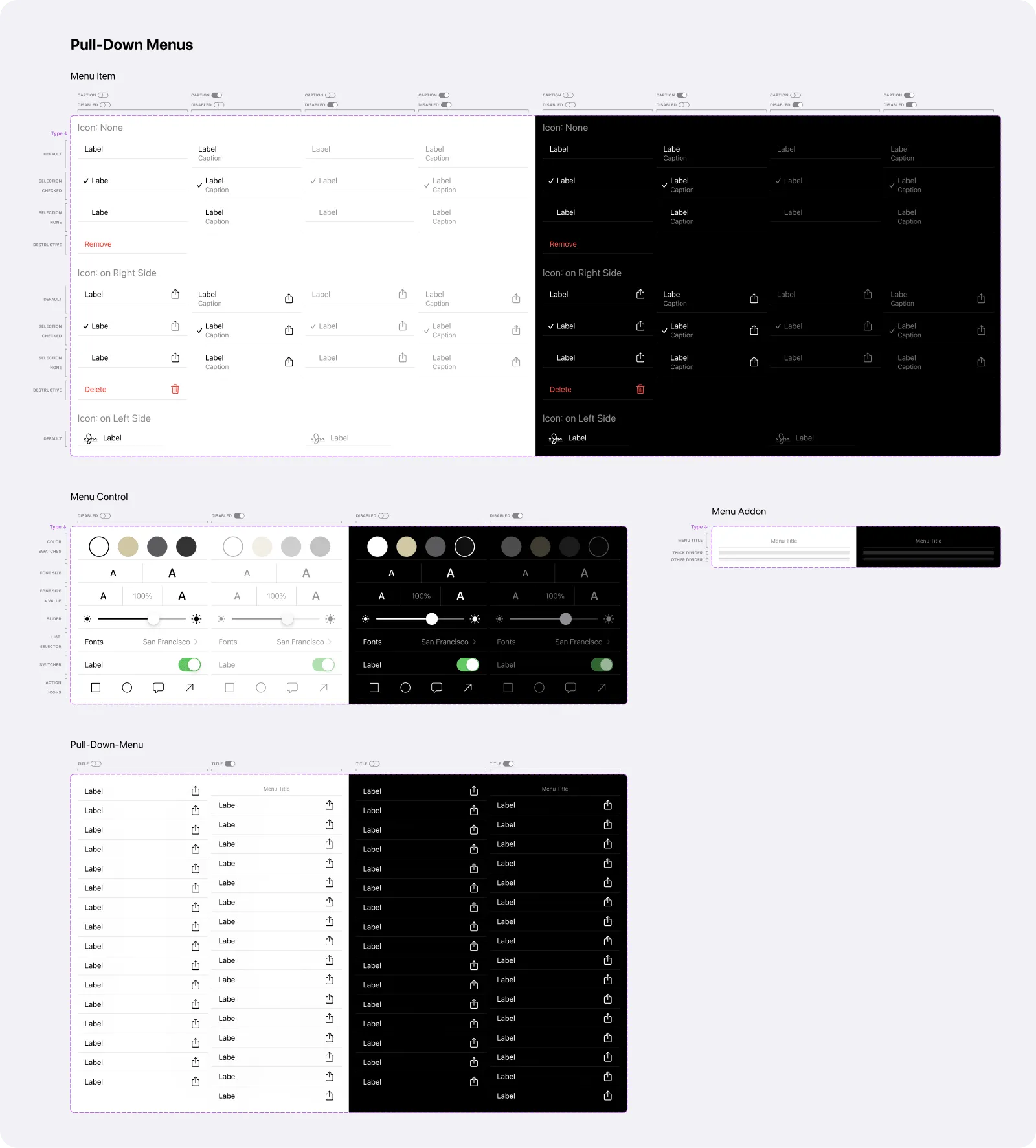 Pull Down Menus