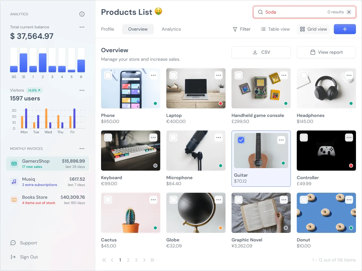 Cards & Charts