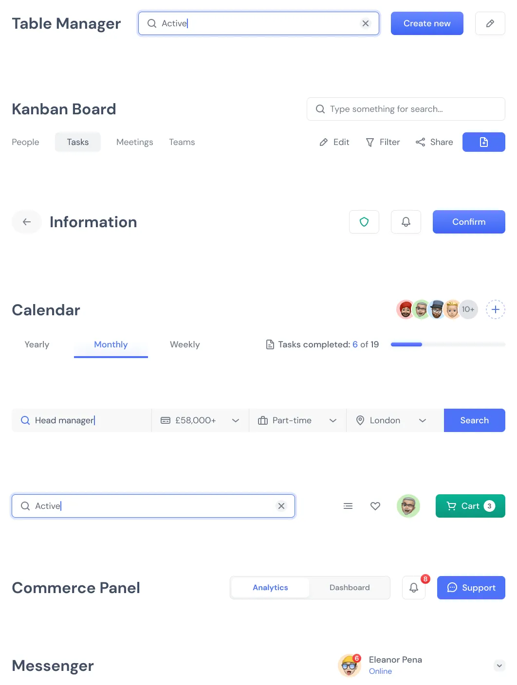 App bars, Headers