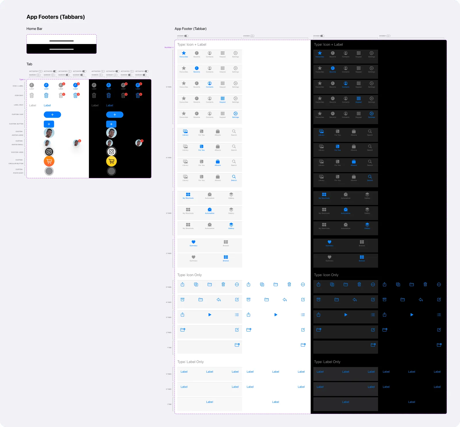Footers and Tab Bars