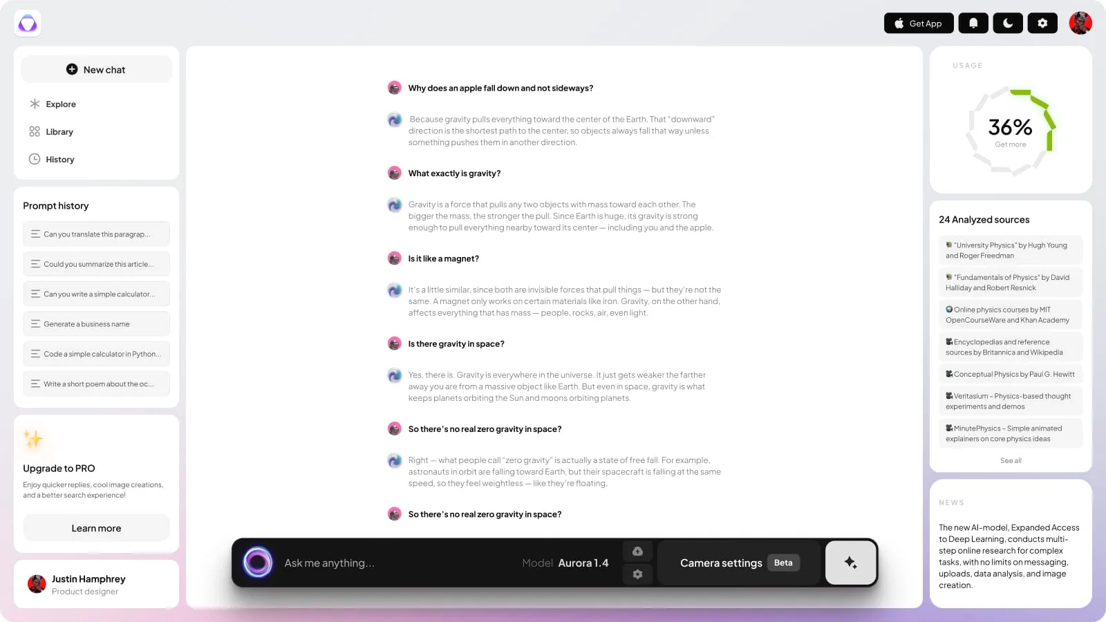 Nocra AI template for Figma: chat layout